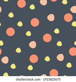 Puntos de polka grandes sobre el patrón vectorial de fondo gris oscuro
