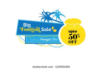 Big Pongal Sale Banner Design Template with 50% Discount Tag