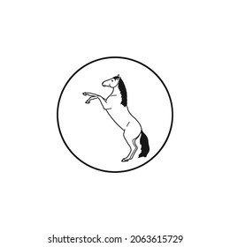 Big pony stands on its hind legs, vector logo design