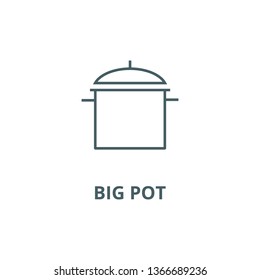 Big pot line icon, vector. Big pot outline sign, concept symbol, flat illustration