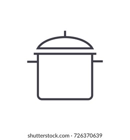 big pot vector line icon, sign, illustration on background, editable strokes