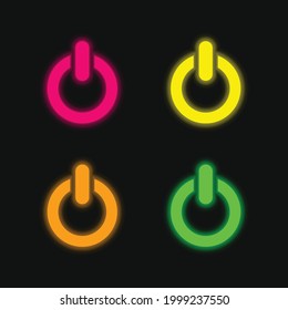 Big Power Button four color glowing neon vector icon