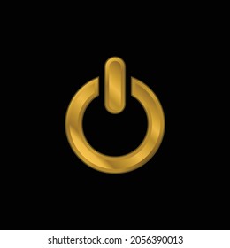 Big Power Button gold plated metalic icon or logo vector