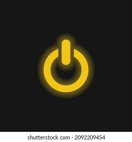 Big Power Button Yellow Glowing Neon Icon