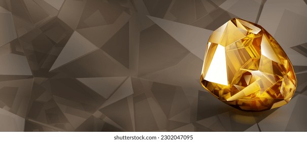 Un precioso cristal amarillo como un topaz con luces y sombras sobre un fondo de color. Piedra de gema factible