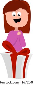 Big present, illustration, vector on white background.