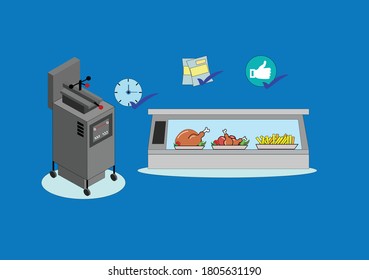 big press machine and showcase device with different food with key features