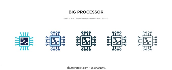 big processor icon in different style vector illustration. two colored and black big processor vector icons designed in filled, outline, line and stroke style can be used for web, mobile, ui