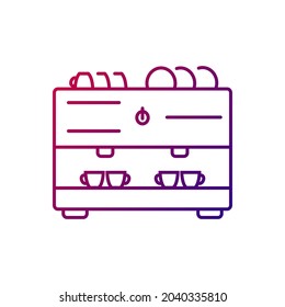Big professional coffee machine outline icon. Purple gradient symbol. Isolated vector stock illustration