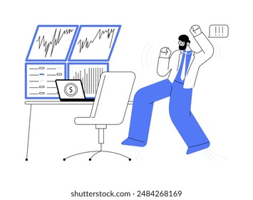 Big profit abstract concept vector illustration. Happy businessman getting big gain from hedge fund, startup strategy, investment process, raising money, profit growth abstract metaphor.