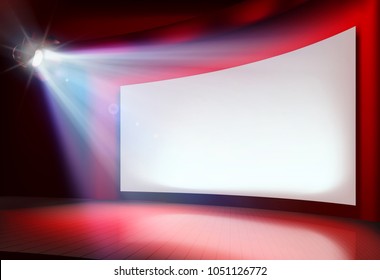 Big projection screen. Vector illustration.