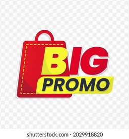 BIG Promo banner design, red and yellow color, Vector Illustration with transparent background.