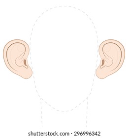 Big protruding ears with empty space between them to insert any photo. Isolated vector illustration on white background.