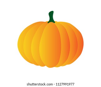 big pumpkin isolated on white background, paper art style : vector