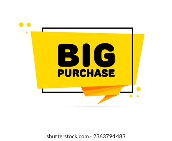 Big purchase icon. Flat, yellow, big purchase plate. Vector icon