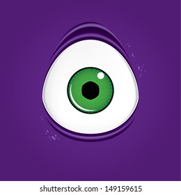 Big purple green monster eye, vector illustration 