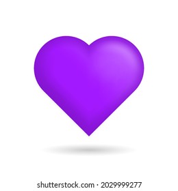 Big purple Heart Isolated on white background. Perfect Love symbol.