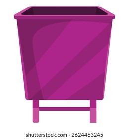 Big purple metal container standing on legs isolated on white background