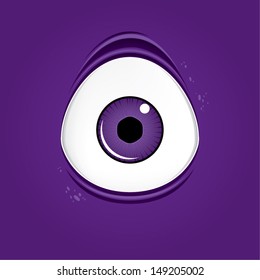 Big purple monster eye, vector illustration 