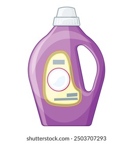 Gran botella de plástico púrpura con una tapa blanca y una etiqueta en blanco, útil para conceptos de lavandería y limpieza