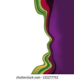a big purple wave with red and green mixing with the white background