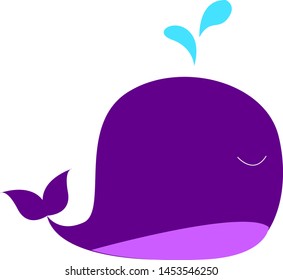 Big purple whale, illustration, vector on white background.