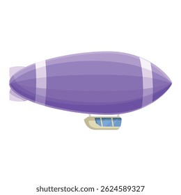 Gran dirigible zeppelin púrpura volando en el cielo para publicidad
