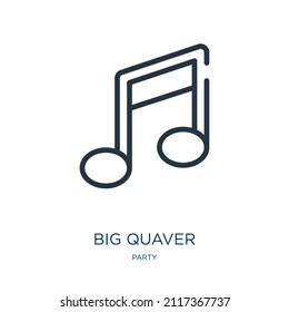 big quaver thin line icon. musical, music note linear icons from party concept isolated outline sign. Vector illustration symbol element for web design and apps.