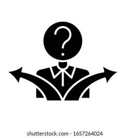 Big question black icon, concept illustration, vector flat symbol, glyph sign.