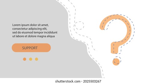 Big question mark, common online answers for mobile website landing page for customer support banner. Helpdesk, clients assistance, helpful information. Guides, FAQ, support metaphors. Vector EPS10