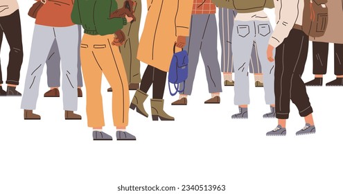 Big queue. Many multitude people. Vector illustration. The queue stretched far beyond what was initially expected People waiting in long line expressed their enthusiasm despite wait The queue group