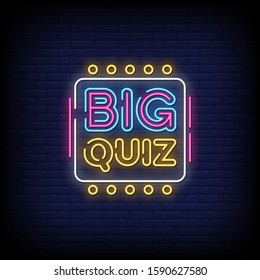 Big Quiz Neon Signs Style Text Vector