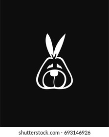Big rabbit head line icon logo