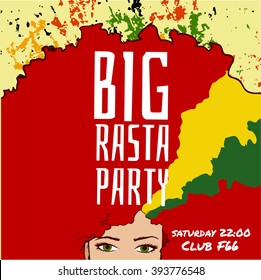 Big Rasta Party, Party Flyer With Girl