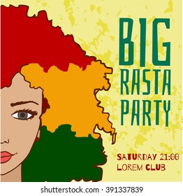 Big Rasta Party, Jamaican Party Flyer With  Girl