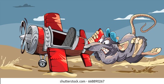 big rat fell from single-engine wooden plane and caught the tail