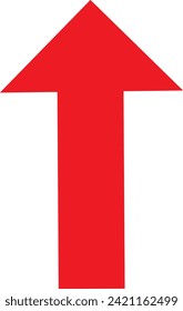 Big real red arrow for presentation or slide show. pointing up for growth or increase or boost.Natural white transparent background