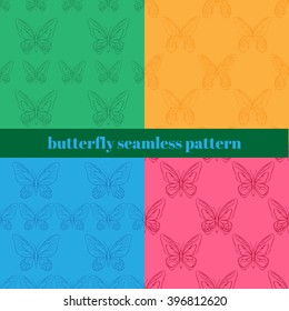 Big realistic background of colorful butterflies. Summer flying insects set for greeting cards and  scrapbook seamless pattern vector