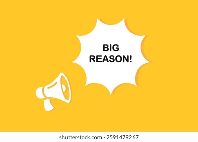 Big Reason speech bubble with megaphone. Big Reason web banner for business, marketing and advertising. Vector illustration.