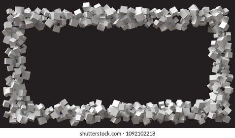 big rectangle frame formed by random sized cubes