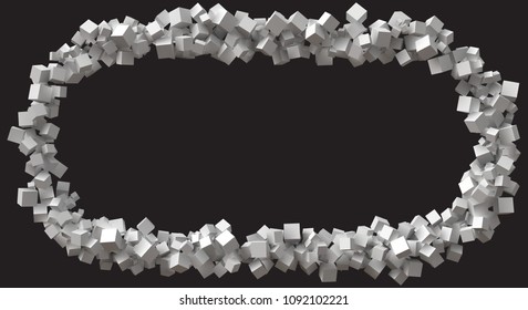 big rectangle frame formed by random sized cubes