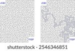 Big rectangular labyrinth. Maze of high complexity with solution. Black and white complex riddle with very high level of difficulty. Nice brainstorm puzzle.
