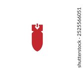 Big red air bomb, big mine, projectile icon. Bomb Related Vector Line Icons. Includes such Icons as mine, aerial bomb, shell, nuclear explosion, weapon and more.
