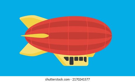 Big red airship with a yellow tail