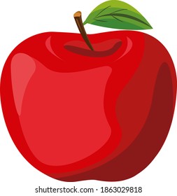 manzana roja grande, ilustración, vector sobre fondo blanco