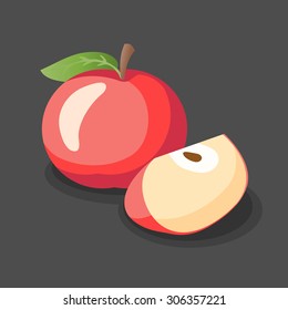 Big red apple isolated on grey. Fresh fruit background.
