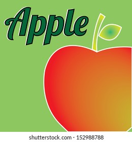 big red apple on green background
