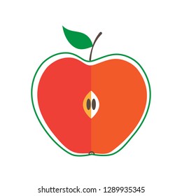 Big red apple with seeds vector illustration