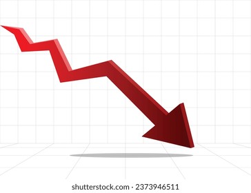 big red arrow down a big loss recession bearish