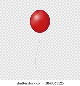 Big Red Balloon. Transparent isolated vector air ball.